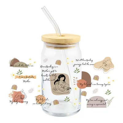 Fashion Waterproof High Temperature Resistant Glass Cup DIY Transparent Stickers Lovable Wind for Home Kitchen