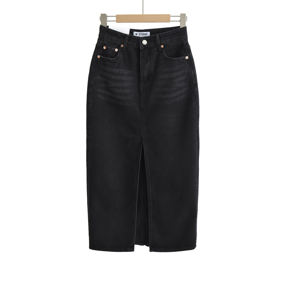 Wholesale Women Front Slit Denim Skirt