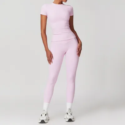 Women Yoga Fashion Solid Color Sports Two-Piece Set