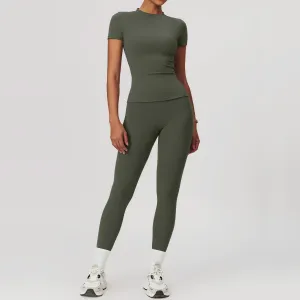 Women Yoga Fashion Solid Color Sports Two-Piece Set