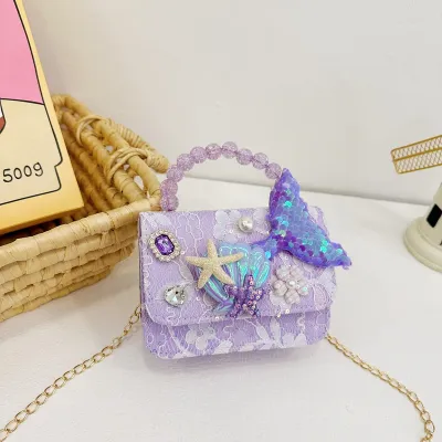 Kids Girls Fashion Casual Cute Shell Crossbody Handle Princess Bag