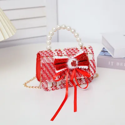 Kids Girls Velvet Bow Crossbody Princess Bag