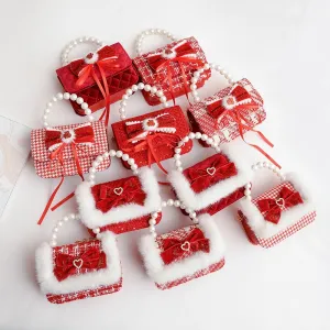 Kids Girls Velvet Bow Crossbody Princess Bag
