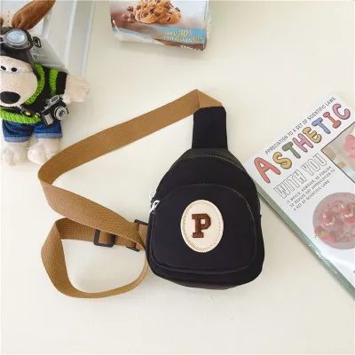 Kids Unisex Casual Sports Letters Color Matching Canvas Chest Bag for Toddlers