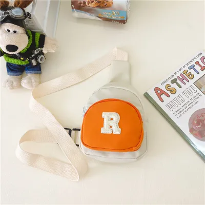 Kids Unisex Casual Sports Letters Color Matching Canvas Chest Bag for Toddlers