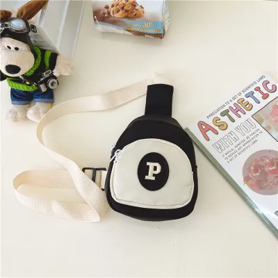 Kids Unisex Casual Sports Letters Color Matching Canvas Chest Bag for Toddlers