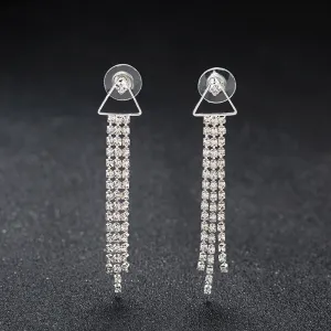Fashion Luxury Rhinestone Tassel Earrings
