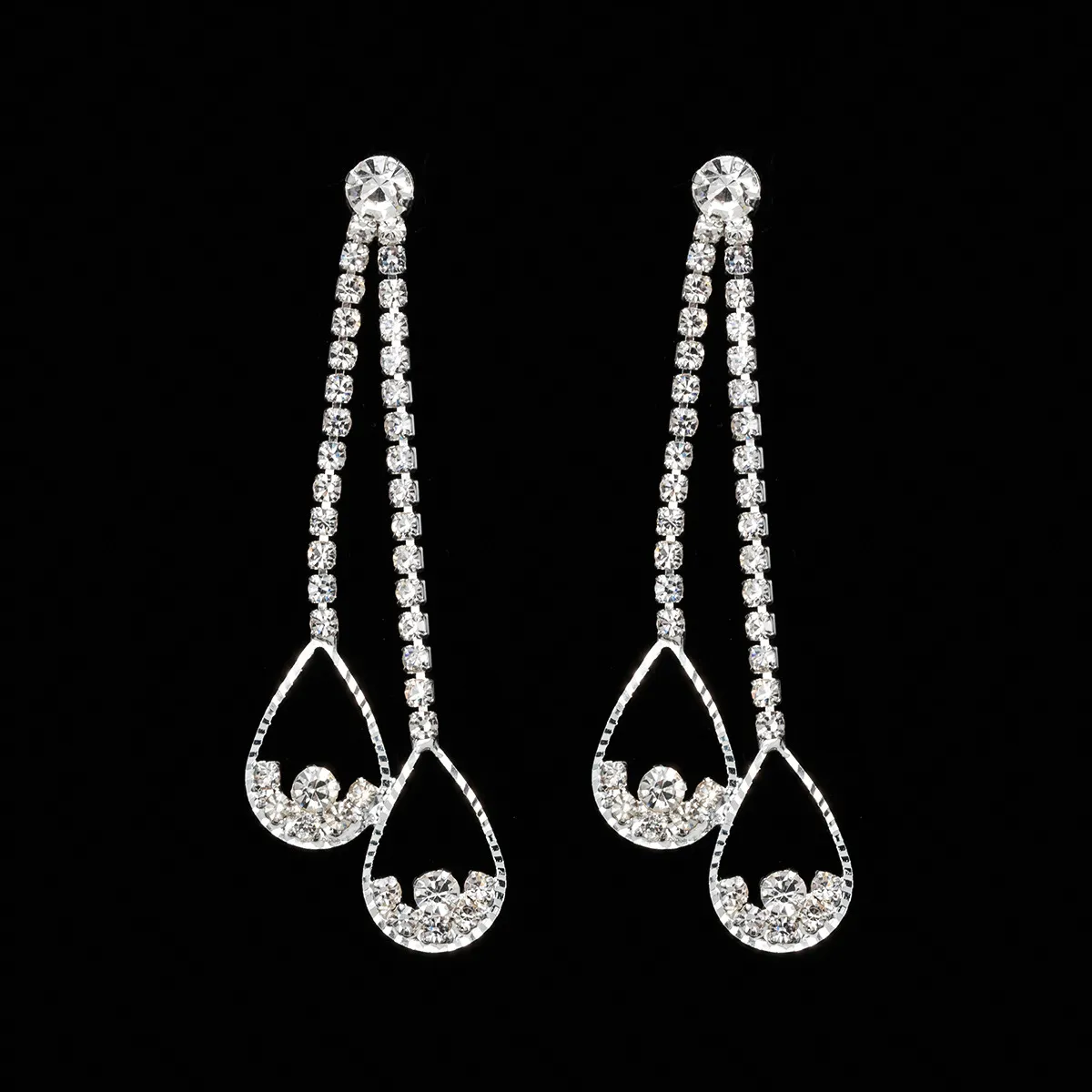 Fashion Rhinestone Tassel Leaves Earrings for Women