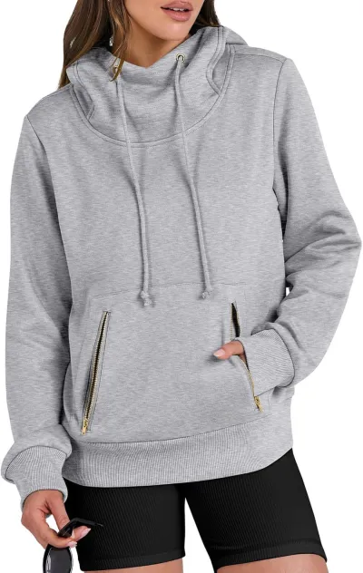 Autumn Winter Women Elegant Pullover Hoodie Long Sleeve Blank