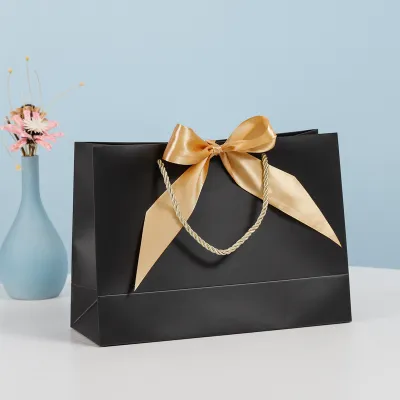 Simple Jewelry Clothing Bow Packaging Tote Bag With Ribbon