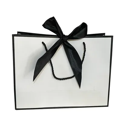 Simple Jewelry Clothing Bow Packaging Tote Bag With Ribbon
