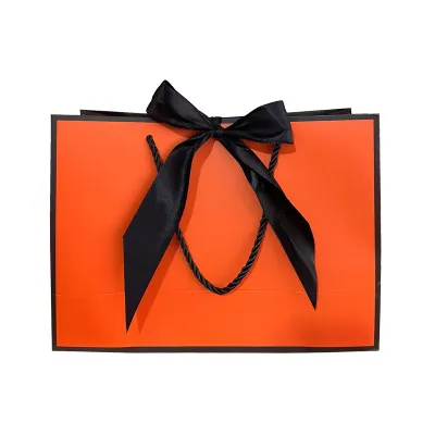 Simple Jewelry Clothing Bow Packaging Tote Bag With Ribbon