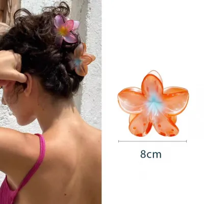 Large Size 8cm Egg Flower Hairpin Gradient Color Beach Vacation Hair Claw