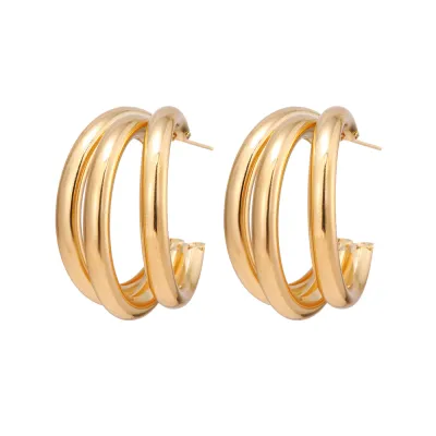 Fashion C-Shaped Circle Hoop Earrings