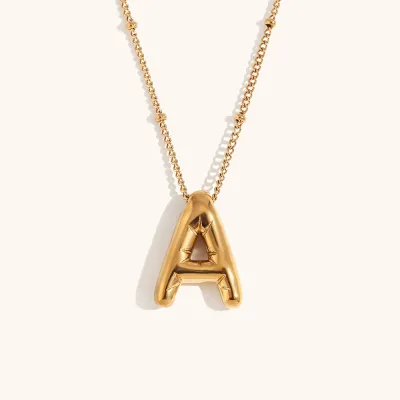 Jewelry Stereo Balloon 26 Alphabet Letters Necklace Stainless Steel Copper Fashion Commuter
