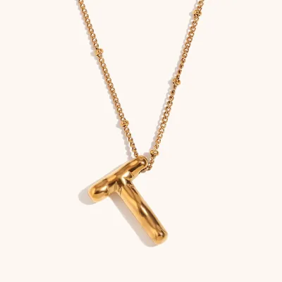 Jewelry Stereo Balloon 26 Alphabet Letters Necklace Stainless Steel Copper Fashion Commuter