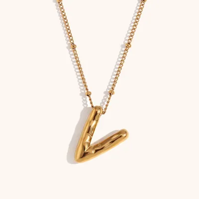 Jewelry Stereo Balloon 26 Alphabet Letters Necklace Stainless Steel Copper Fashion Commuter