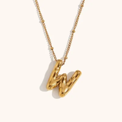 Jewelry Stereo Balloon 26 Alphabet Letters Necklace Stainless Steel Copper Fashion Commuter