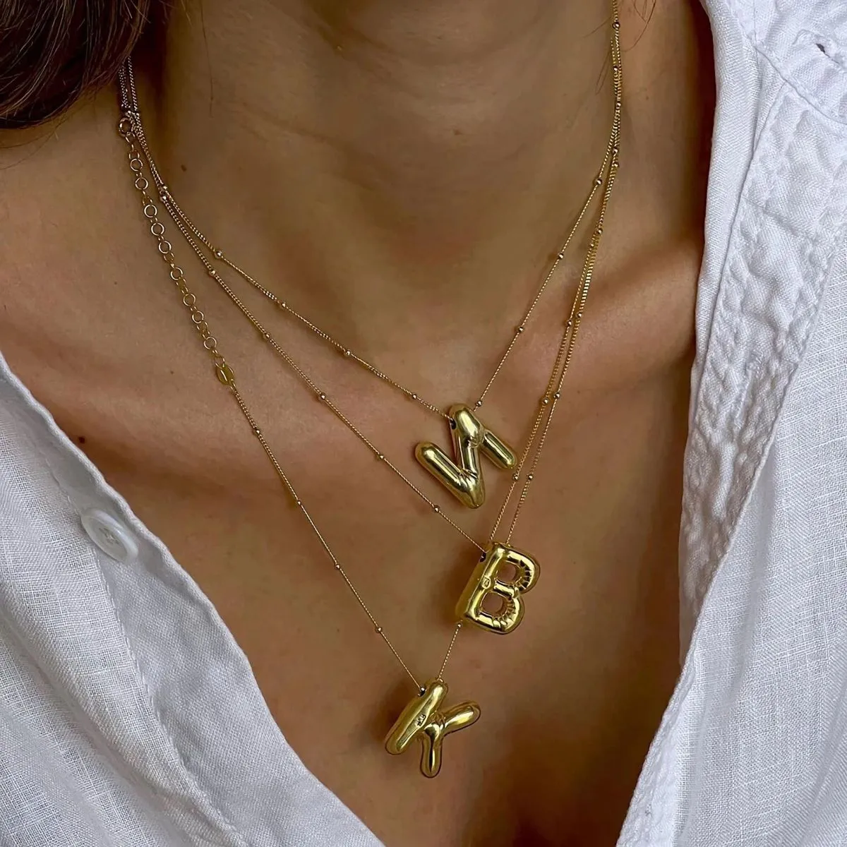 Jewelry Stereo Balloon 26 Alphabet Letters Necklace Stainless Steel Copper Fashion Commuter