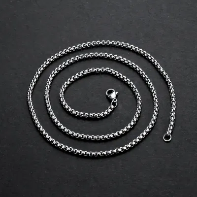 Fashion Stainless Steel Hip Hop Box Chain Titanium Steel Men's Necklace