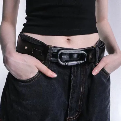 Women Fashion Creative Carabiner Lettering Belt