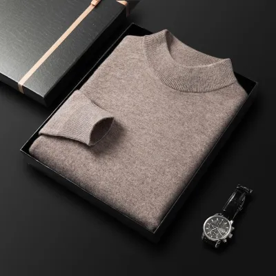 Men Autumn Winter Casual Solid Long Sleeve Turtleneck Knitted Sweater
