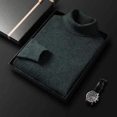 Men Autumn Winter Casual Solid Long Sleeve Turtleneck Knitted Sweater