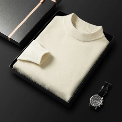 Men Autumn Winter Casual Solid Long Sleeve Turtleneck Knitted Sweater