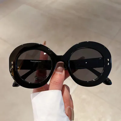 Women's Retro Leopard Round Large Frame Sunglasses for Fashion Commuter