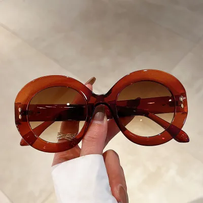 Women's Retro Leopard Round Large Frame Sunglasses for Fashion Commuter