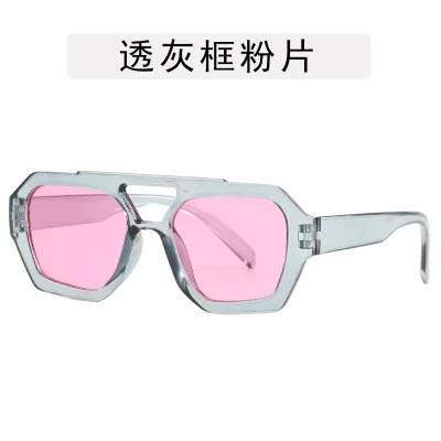 Women Fashion Double Beam Irregular Polygon Sunglasses