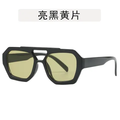 Women Fashion Double Beam Irregular Polygon Sunglasses