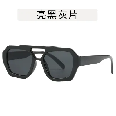 Women Fashion Double Beam Irregular Polygon Sunglasses
