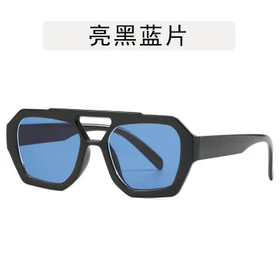 Women Fashion Double Beam Irregular Polygon Sunglasses