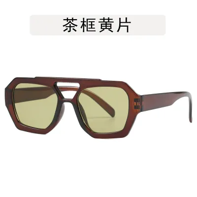 Women Fashion Double Beam Irregular Polygon Sunglasses