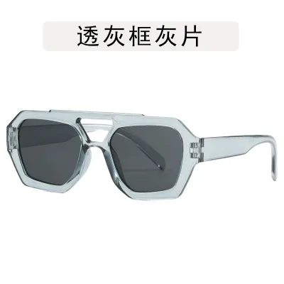 Women Fashion Double Beam Irregular Polygon Sunglasses