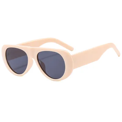 Simple Neutral Solid Color Sunscreen Round Frame Sunglasses