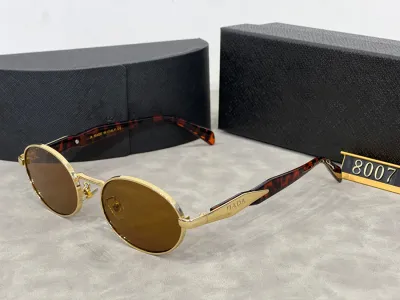 Women Fashion Simple Oval Frame Metal Sunglasses