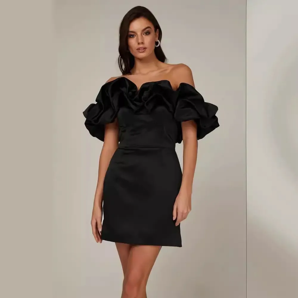 Summer Women Fashion Sexy Ruffled Strapless Party Dress