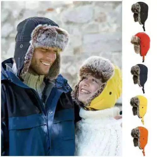Winter Men Women Warm Outdoor Cold-Proof Windproof Ear Cover Thickened Plush Hat