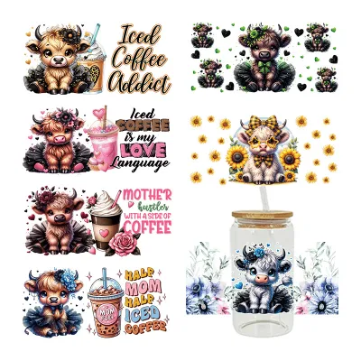 Cartoon Cute Letters Calf UV Transfer Glass Crystal Stickers for Home Kitchen Decoration