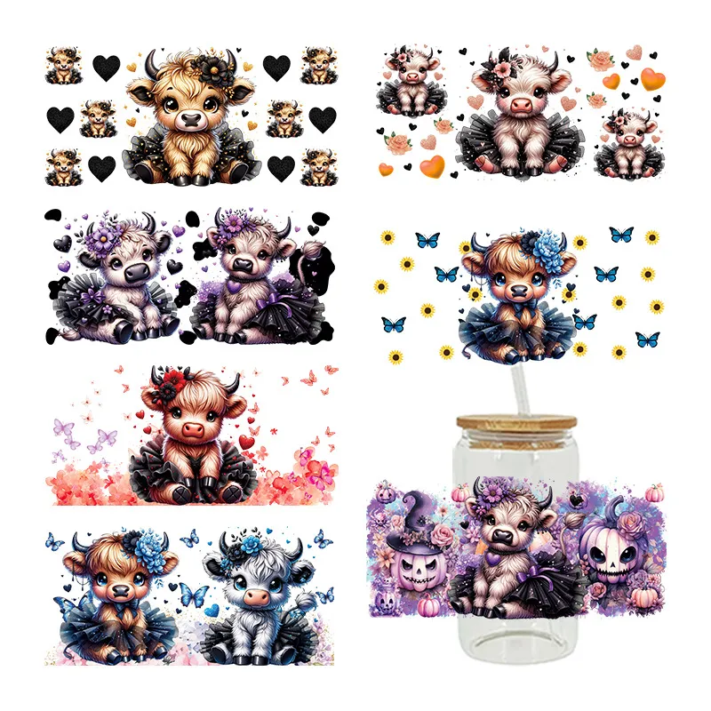 Simple Cartoon Cute Calf UV Transfer Glass Crystal Sticker Heat Transfer Film