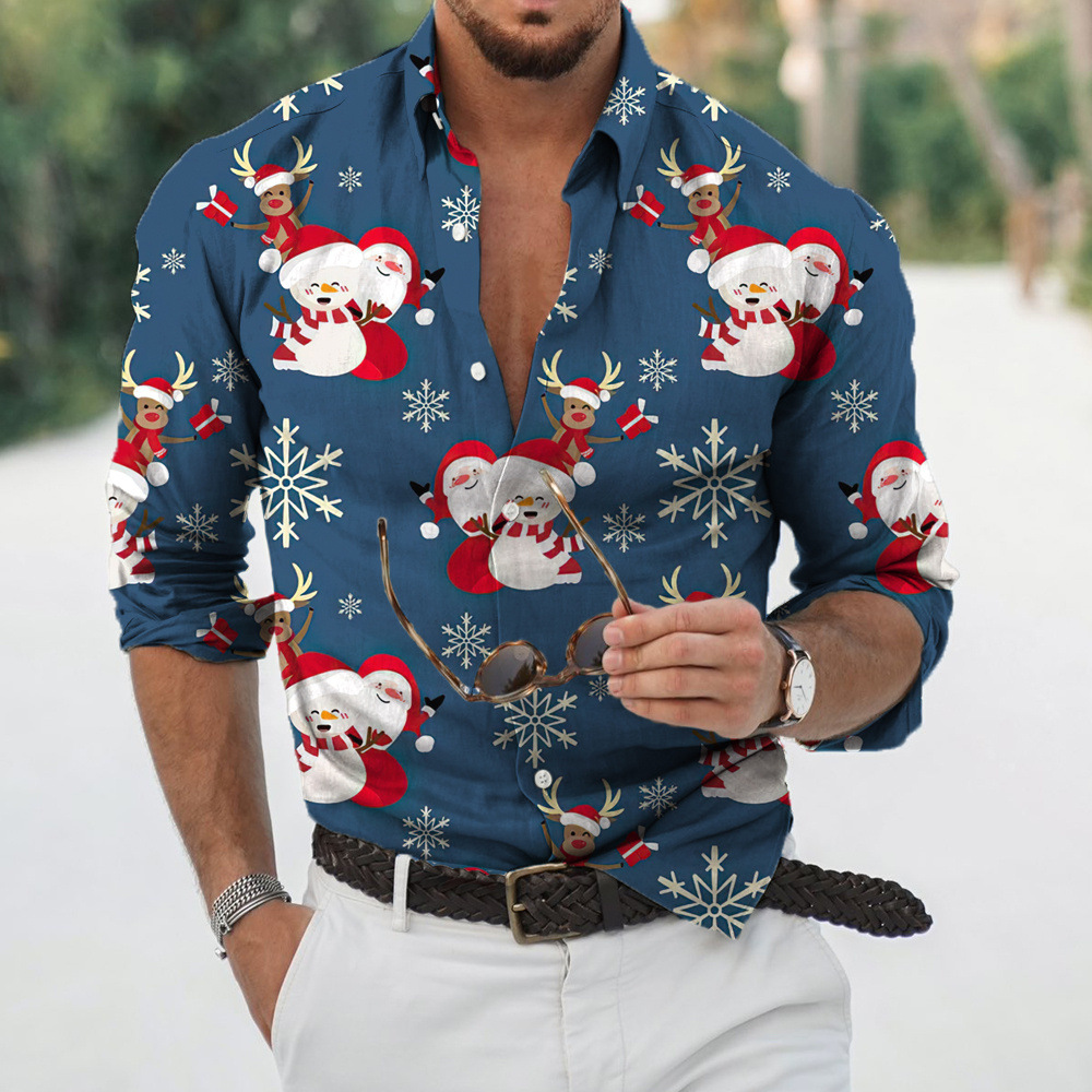 Wholesale Men Cartoon Christmas Snowman Letter Print Long