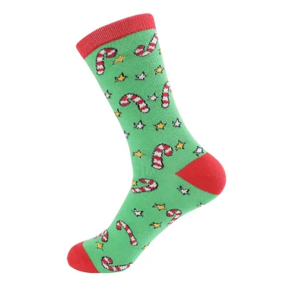 Simple Cartoon Christmas Elk Crutch Stocking for Women Cotton Single Needle Leisure Party Decor