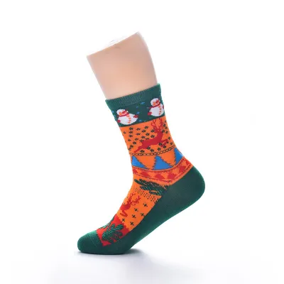 Simple Cartoon Christmas Elk Crutch Stocking for Women Cotton Single Needle Leisure Party Decor