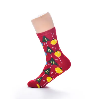 Simple Cartoon Christmas Elk Crutch Stocking for Women Cotton Single Needle Leisure Party Decor