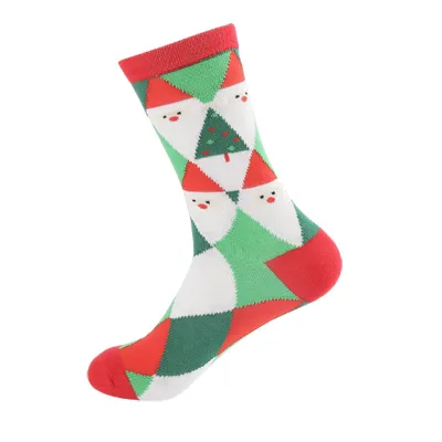 Simple Cartoon Christmas Elk Crutch Stocking for Women Cotton Single Needle Leisure Party Decor