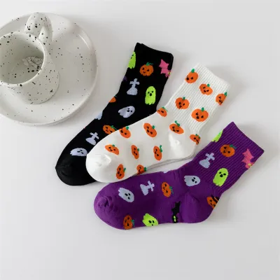 Halloween Cartoon Cute Ghost Pumpkin Tube Socks