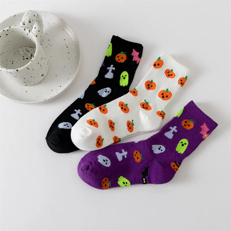 Halloween Cartoon Cute Ghost Pumpkin Tube Socks