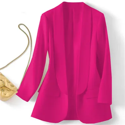 Summer Women Casual Solid Color Lapel Long Sleeve Blazer Coat